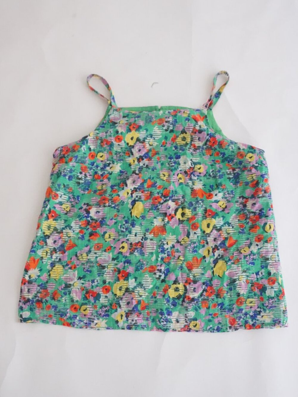 Maeve Anthropologie Quinn Textured Cami Top Green Floral Summer Shirt Size 2 - Picture 2 of 12
